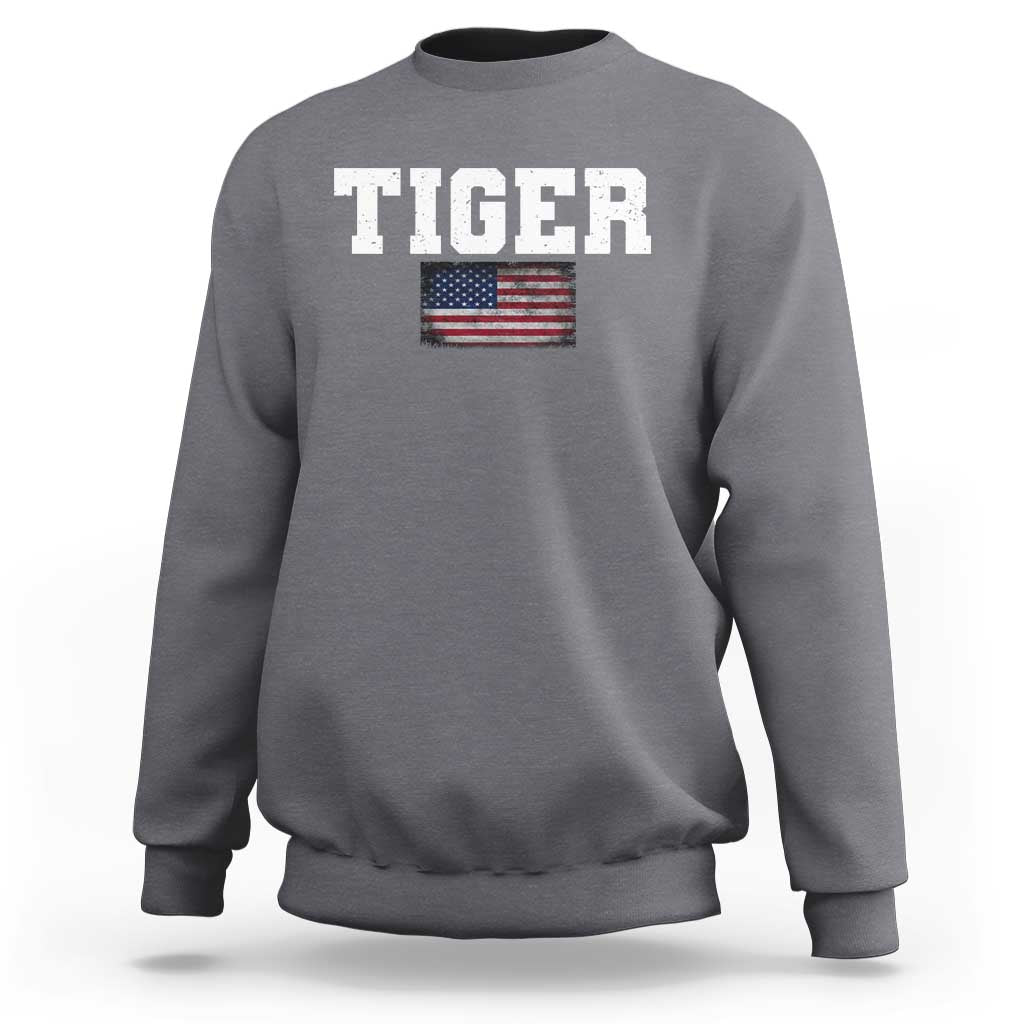 Classic Tigers Sweatshirt Retro Varsity Vintage Sports Team Name USA Flag - Wonder Print Shop