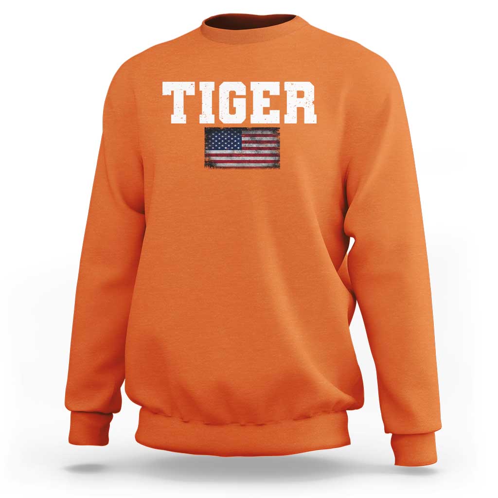 Classic Tigers Sweatshirt Retro Varsity Vintage Sports Team Name USA Flag - Wonder Print Shop