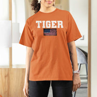 Classic Tigers T Shirt For Women Retro Varsity Vintage Sports Team Name USA Flag - Wonder Print Shop