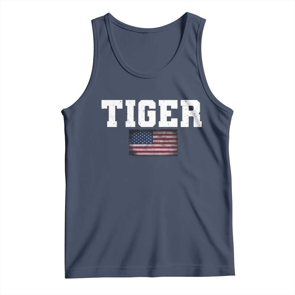 Classic Tigers Tank Top Retro Varsity Vintage Sports Team Name USA Flag - Wonder Print Shop