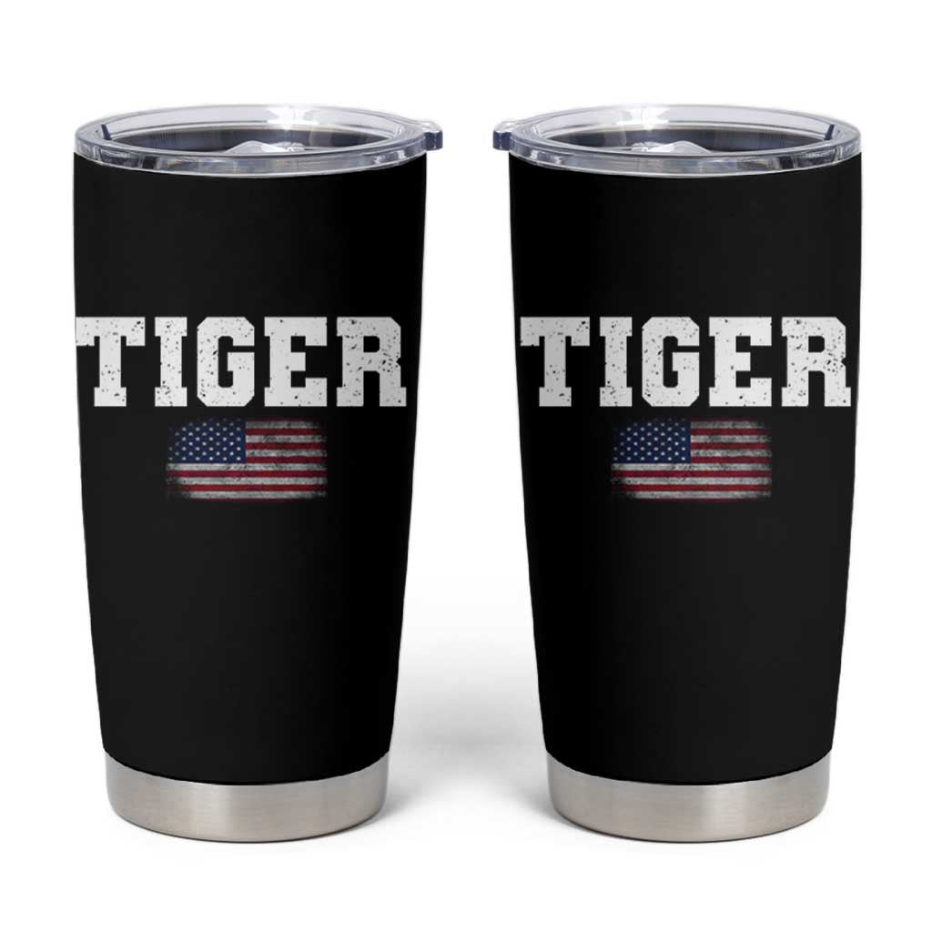 Classic Tigers Tumbler Cup Retro Varsity Vintage Sports Team Name USA Flag - Wonder Print Shop