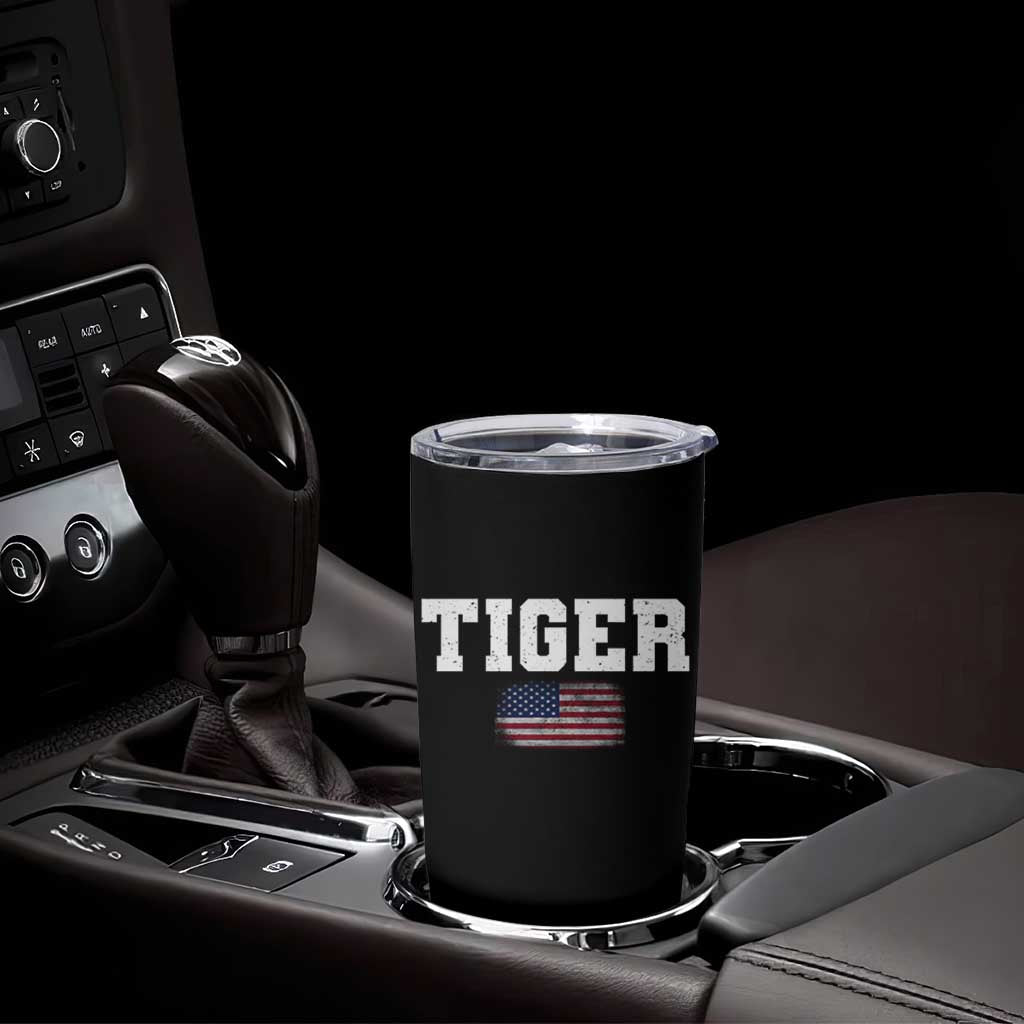 Classic Tigers Tumbler Cup Retro Varsity Vintage Sports Team Name USA Flag - Wonder Print Shop