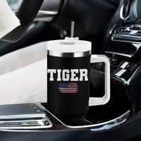 Classic Tigers Tumbler With Handle Retro Varsity Vintage Sports Team Name USA Flag - Wonder Print Shop
