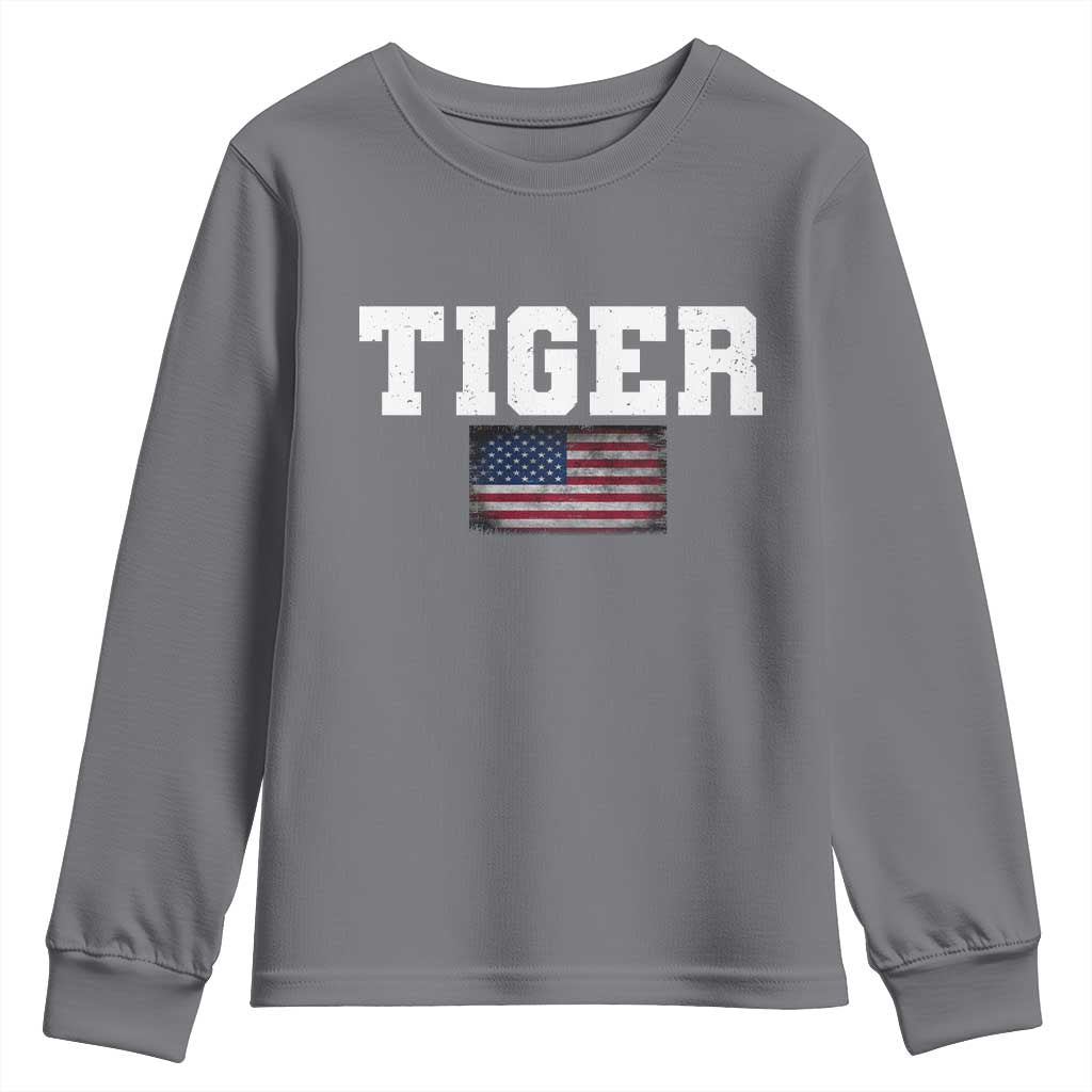 Classic Tigers Youth Sweatshirt Retro Varsity Vintage Team Name USA Flag - Wonder Print Shop