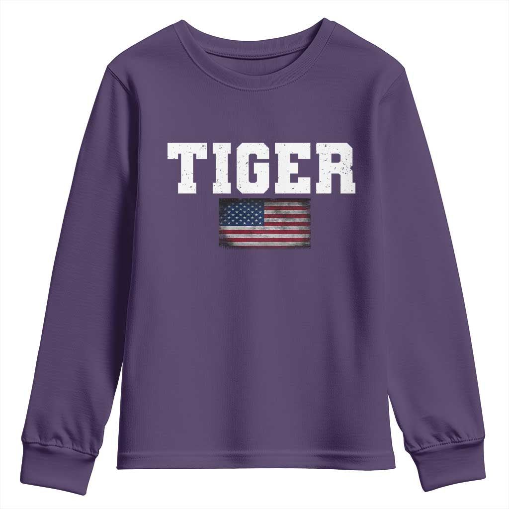 Classic Tigers Youth Sweatshirt Retro Varsity Vintage Team Name USA Flag - Wonder Print Shop