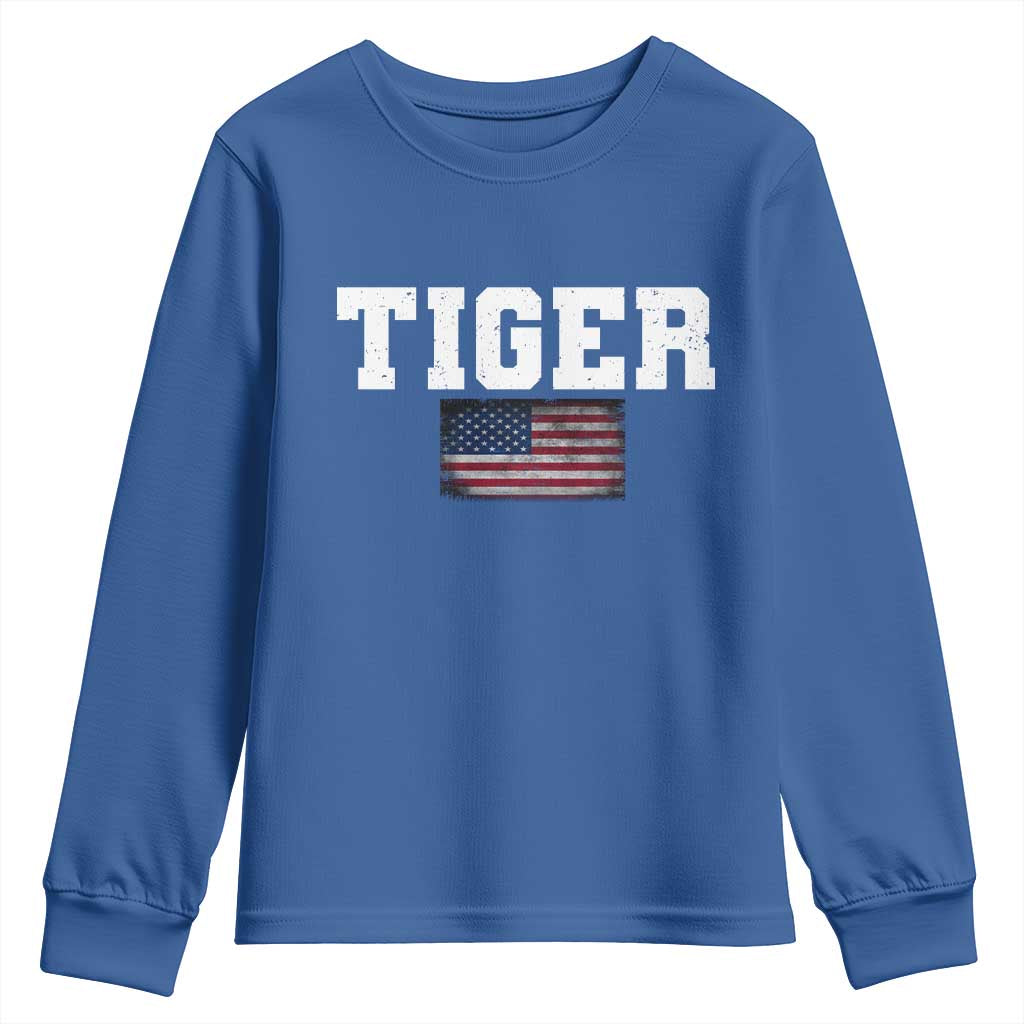 Classic Tigers Youth Sweatshirt Retro Varsity Vintage Team Name USA Flag - Wonder Print Shop