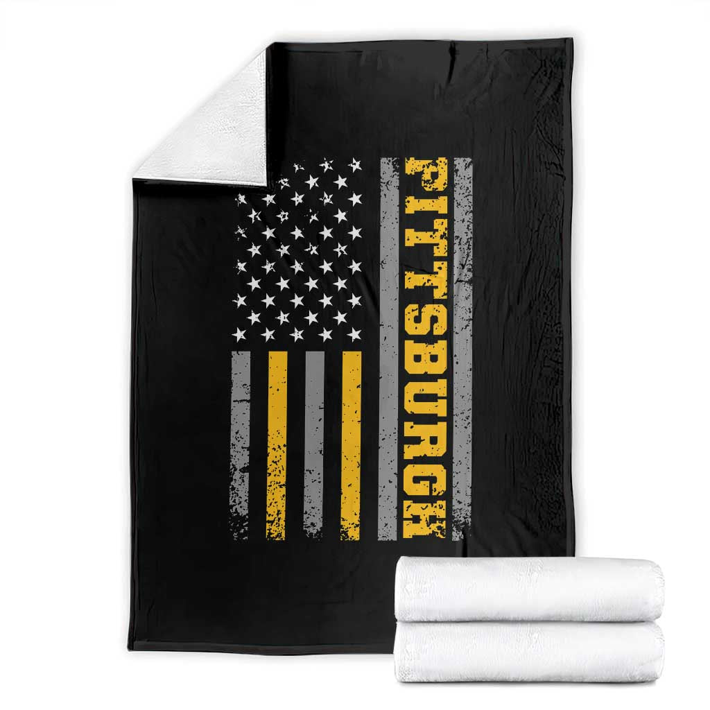 Pittsburgh Throw Blanket Retro Vintage USA Flag Patriotic American - Wonder Print Shop