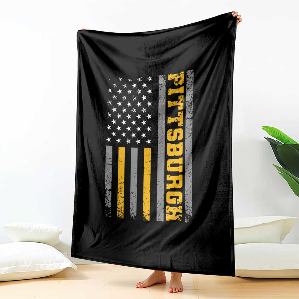 Pittsburgh Throw Blanket Retro Vintage USA Flag Patriotic American - Wonder Print Shop