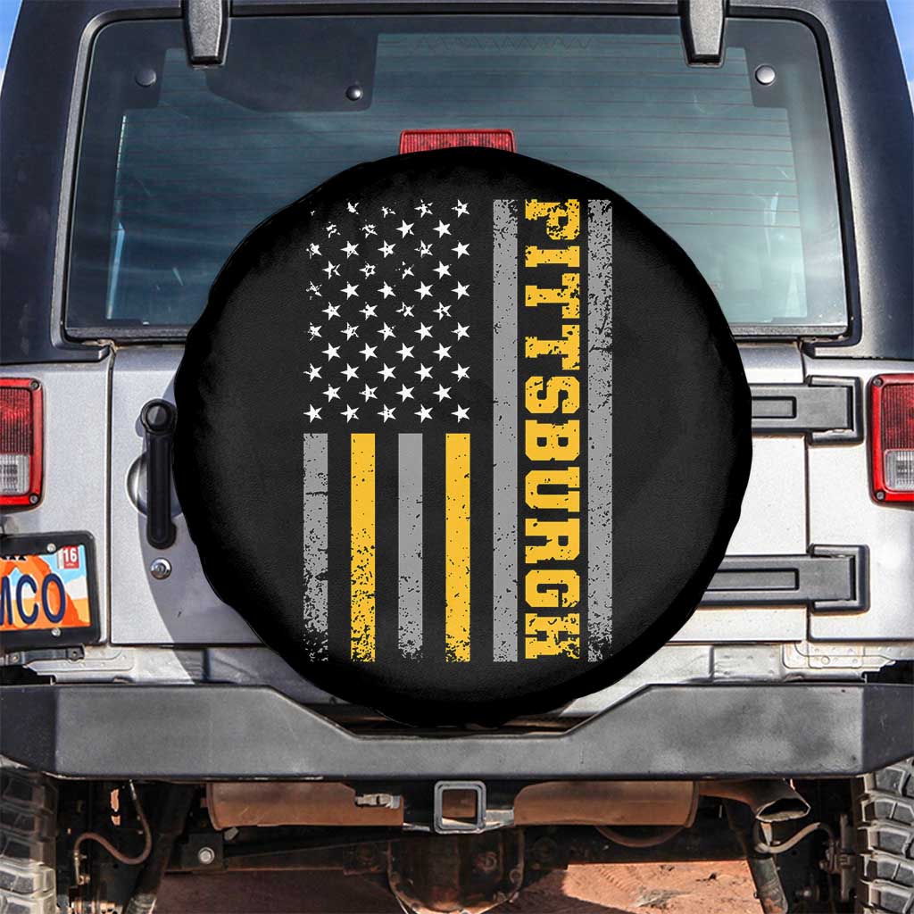Pittsburgh Spare Tire Cover Retro Vintage USA Flag Patriotic American - Wonder Print Shop