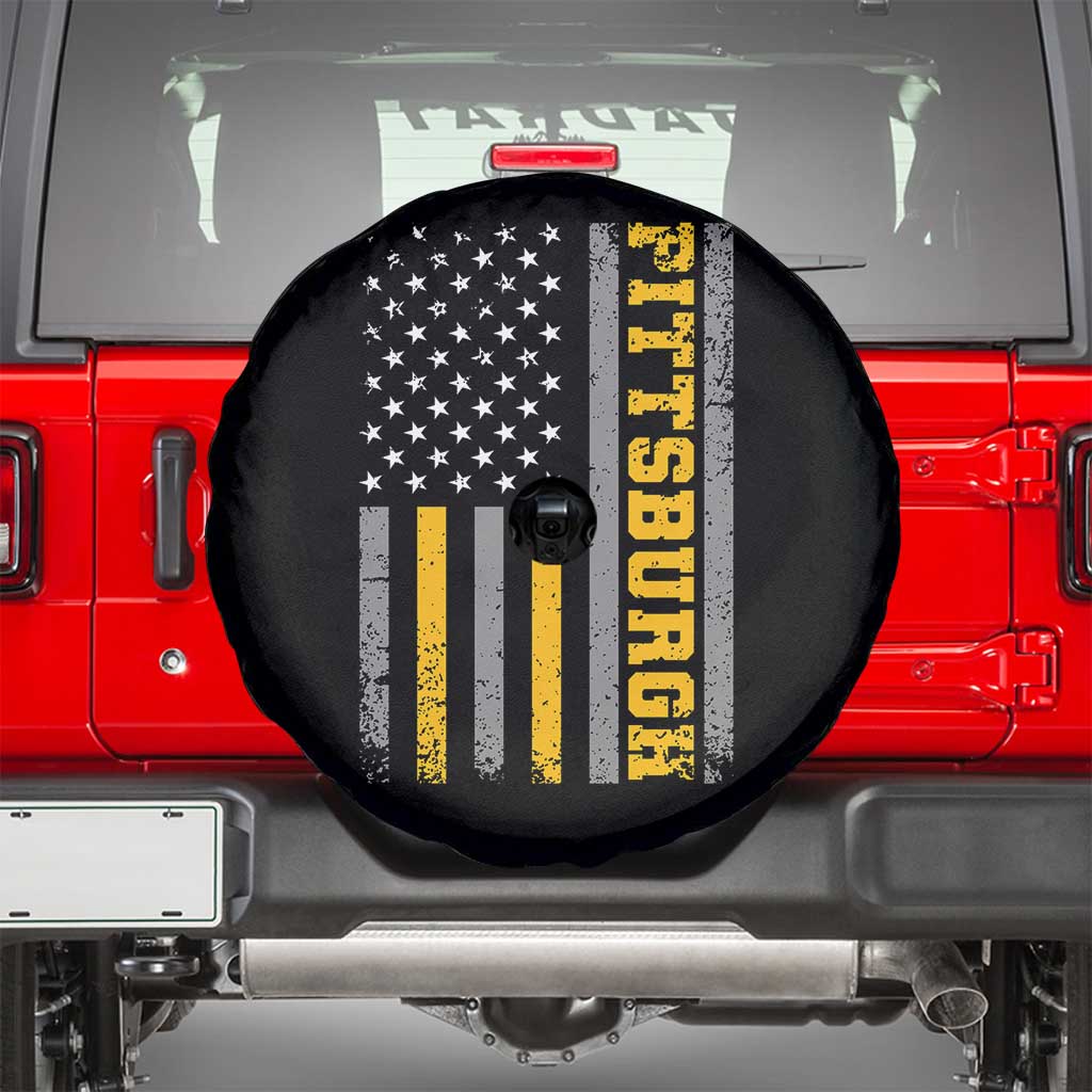 Pittsburgh Spare Tire Cover Retro Vintage USA Flag Patriotic American - Wonder Print Shop