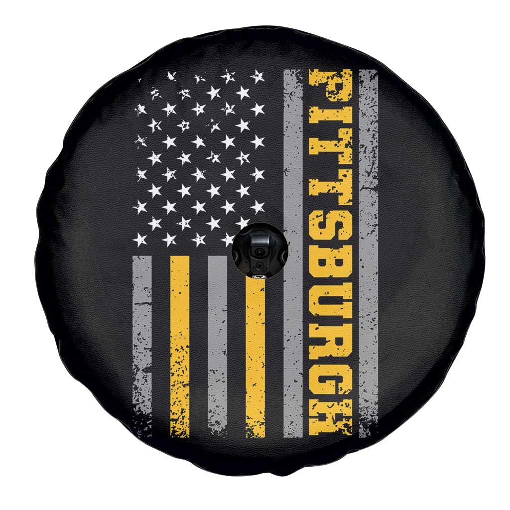 Pittsburgh Spare Tire Cover Retro Vintage USA Flag Patriotic American - Wonder Print Shop
