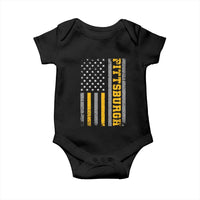 Pittsburgh Baby Onesie Retro Vintage USA Flag Patriotic American - Wonder Print Shop