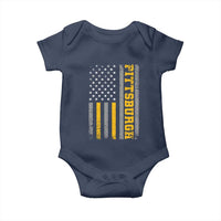 Pittsburgh Baby Onesie Retro Vintage USA Flag Patriotic American - Wonder Print Shop