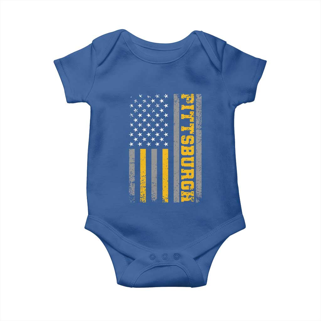 Pittsburgh Baby Onesie Retro Vintage USA Flag Patriotic American - Wonder Print Shop