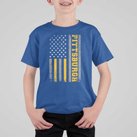 Pittsburgh T Shirt For Kid Retro Vintage USA Flag Patriotic American - Wonder Print Shop