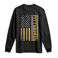 Pittsburgh Long Sleeve Shirt Retro Vintage USA Flag Patriotic American - Wonder Print Shop