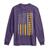 Pittsburgh Long Sleeve Shirt Retro Vintage USA Flag Patriotic American - Wonder Print Shop