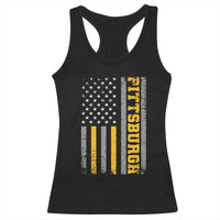 Pittsburgh Racerback Tank Top Retro Vintage USA Flag Patriotic American - Wonder Print Shop
