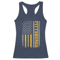 Pittsburgh Racerback Tank Top Retro Vintage USA Flag Patriotic American - Wonder Print Shop