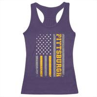 Pittsburgh Racerback Tank Top Retro Vintage USA Flag Patriotic American - Wonder Print Shop