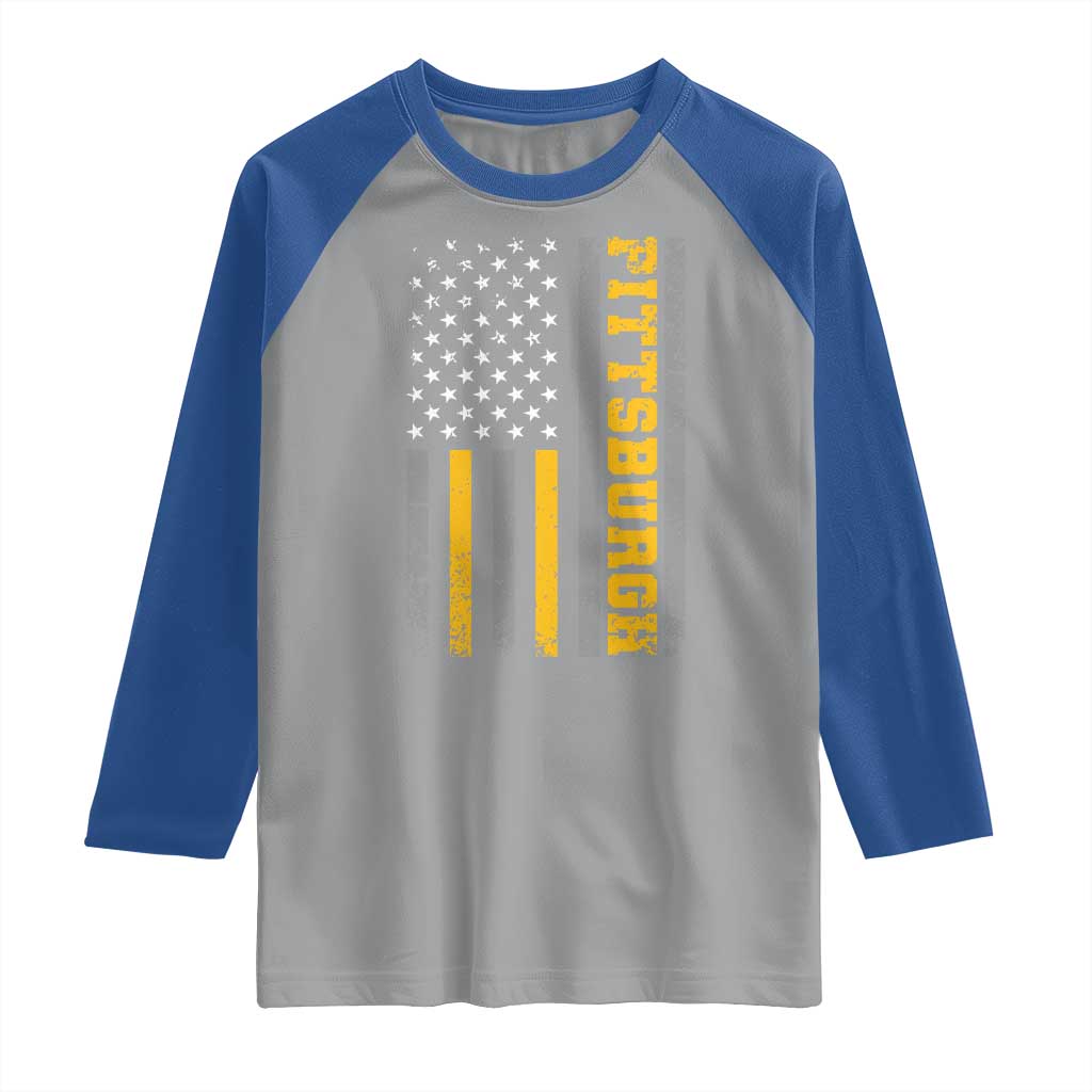 Pittsburgh Raglan Shirt Retro Vintage USA Flag Patriotic American - Wonder Print Shop