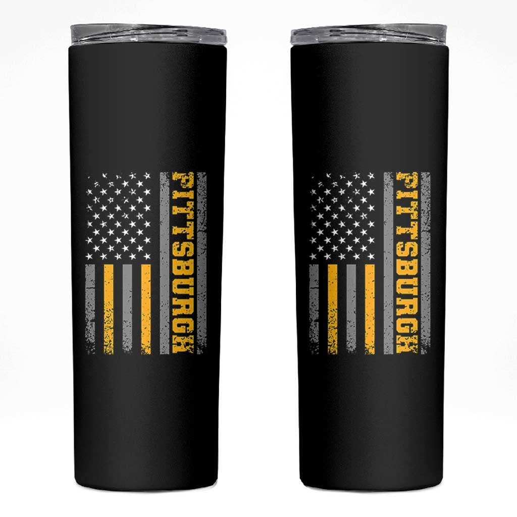 Pittsburgh Skinny Tumbler Retro Vintage USA Flag Patriotic American - Wonder Print Shop