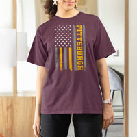 Pittsburgh T Shirt For Women Retro Vintage USA Flag Patriotic American - Wonder Print Shop