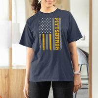 Pittsburgh T Shirt For Women Retro Vintage USA Flag Patriotic American - Wonder Print Shop