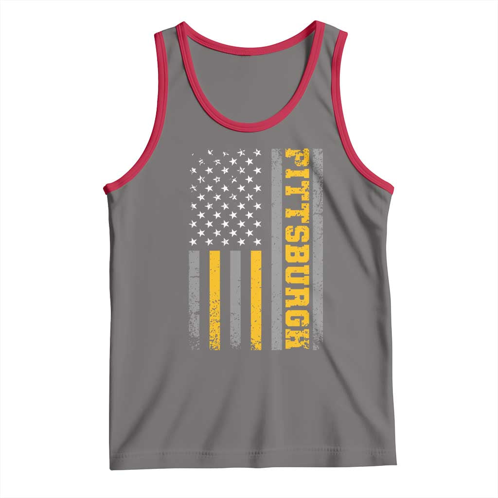 Pittsburgh Tank Top Retro Vintage USA Flag Patriotic American - Wonder Print Shop