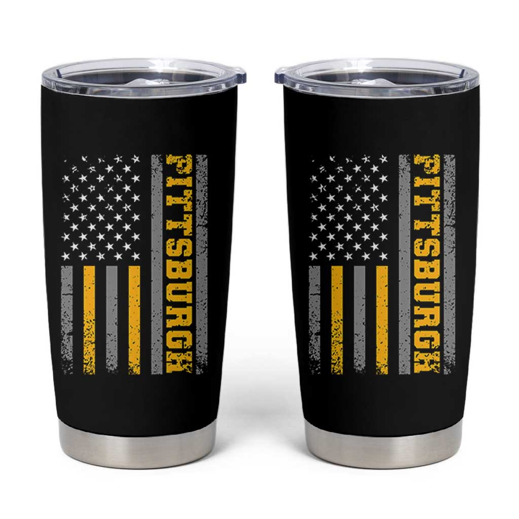 Pittsburgh Tumbler Cup Retro Vintage USA Flag Patriotic American - Wonder Print Shop