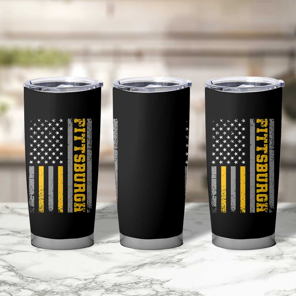 Pittsburgh Tumbler Cup Retro Vintage USA Flag Patriotic American - Wonder Print Shop