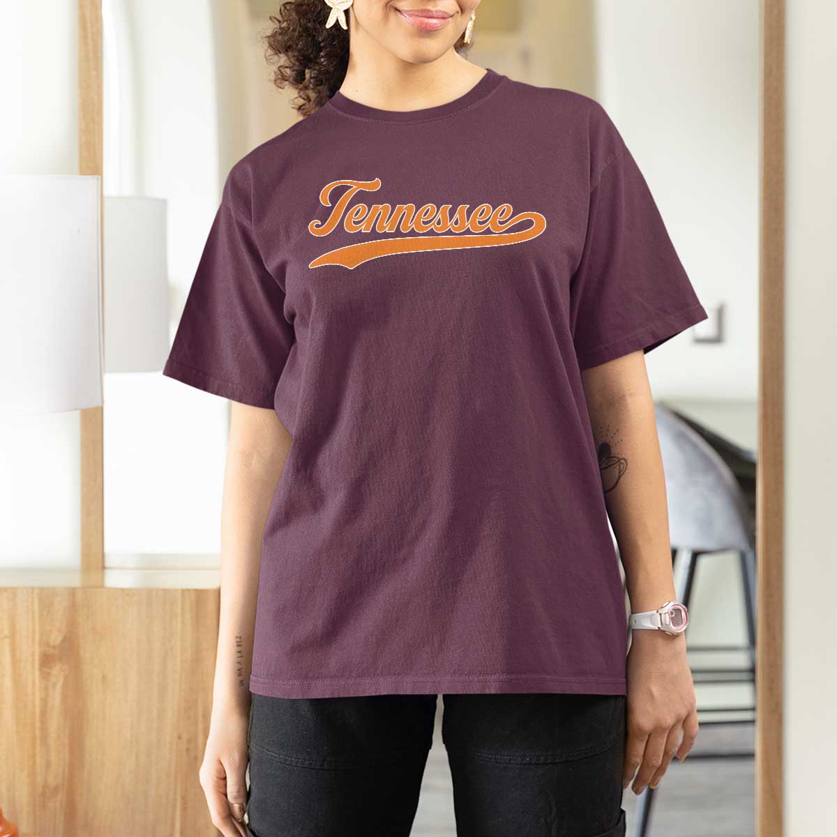 Vintage Tennessee T Shirt For Women Classic TN Orange Print Retro Vintage - Wonder Print Shop