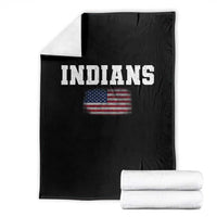 Classic Indians Throw Blanket Retro Varsity Vintage Sports Team Name USA Flag - Wonder Print Shop
