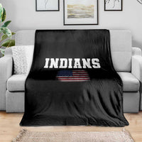 Classic Indians Throw Blanket Retro Varsity Vintage Sports Team Name USA Flag - Wonder Print Shop