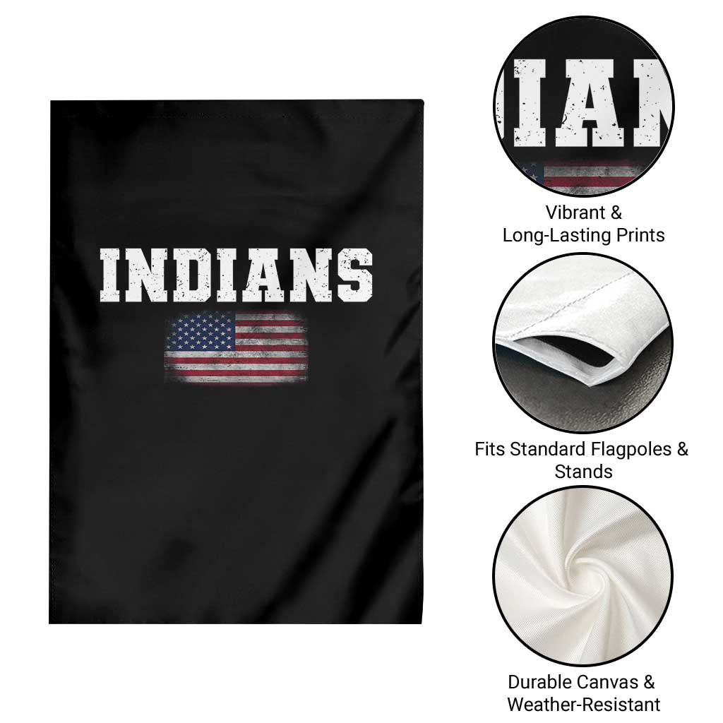 Classic Indians Garden Flag Retro Varsity Vintage Sports Team Name USA Flag - Wonder Print Shop