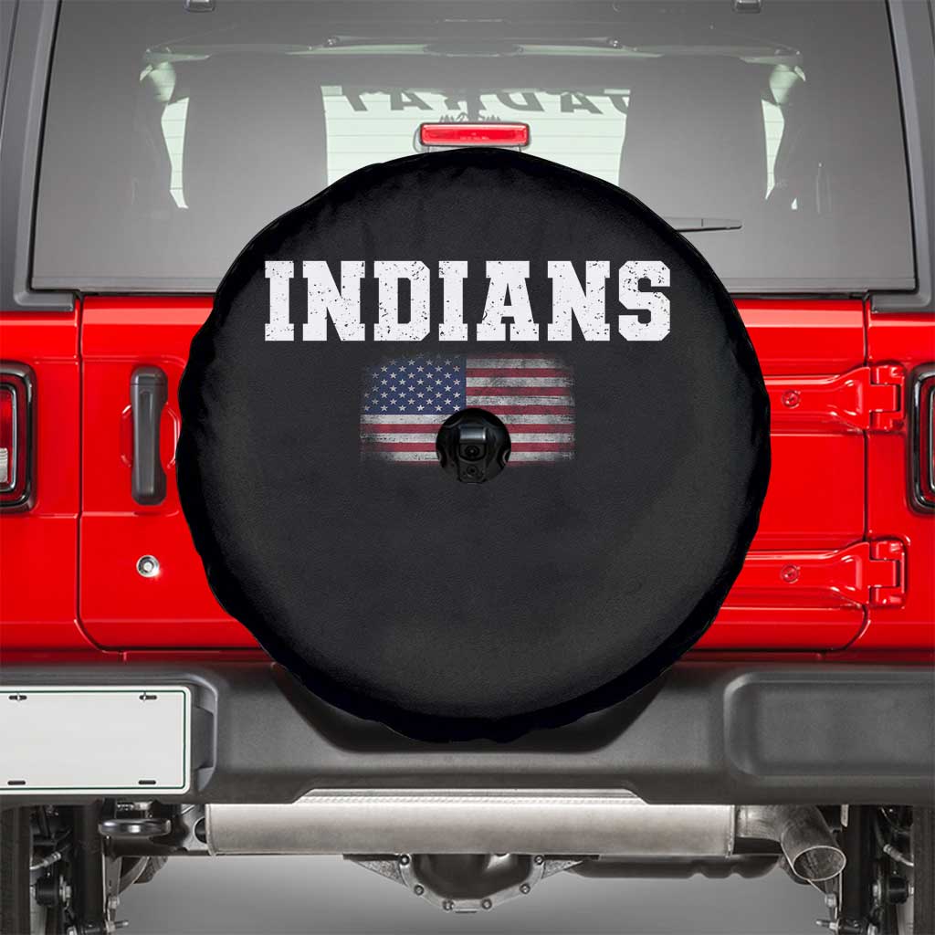 Classic Indians Spare Tire Cover Retro Varsity Vintage Sports Team Name USA Flag - Wonder Print Shop