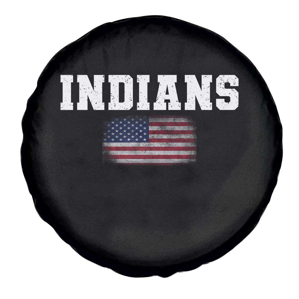 Classic Indians Spare Tire Cover Retro Varsity Vintage Sports Team Name USA Flag - Wonder Print Shop