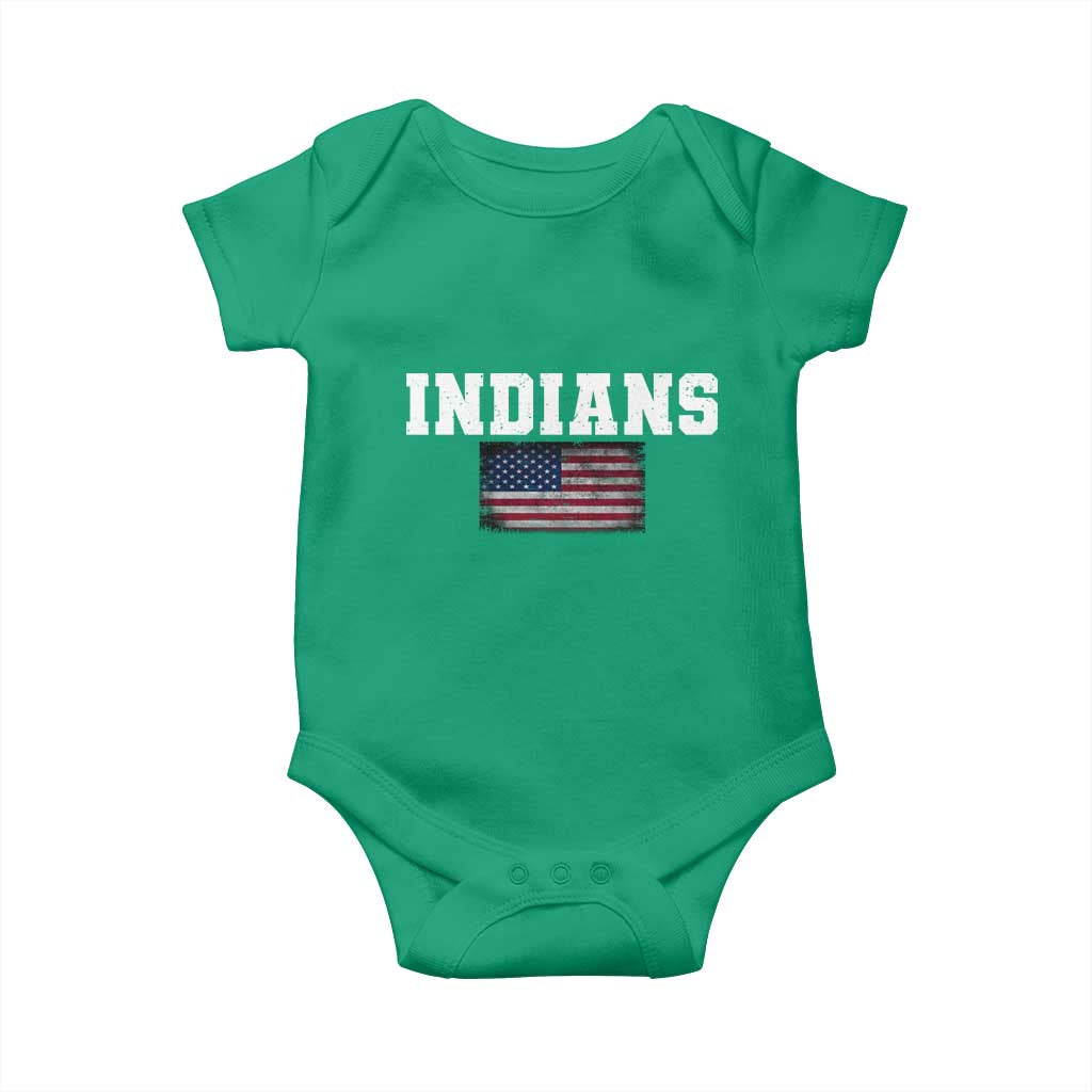 Classic Indians Baby Onesie Retro Varsity Vintage Team Name USA Flag - Wonder Print Shop