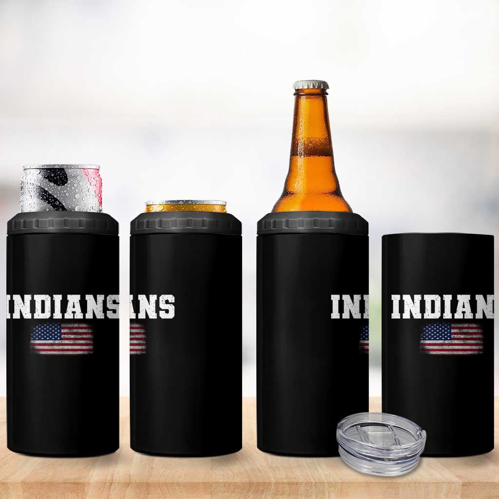 Classic Indians 4 in 1 Can Cooler Tumbler Retro Varsity Vintage Sports Team Name USA Flag - Wonder Print Shop