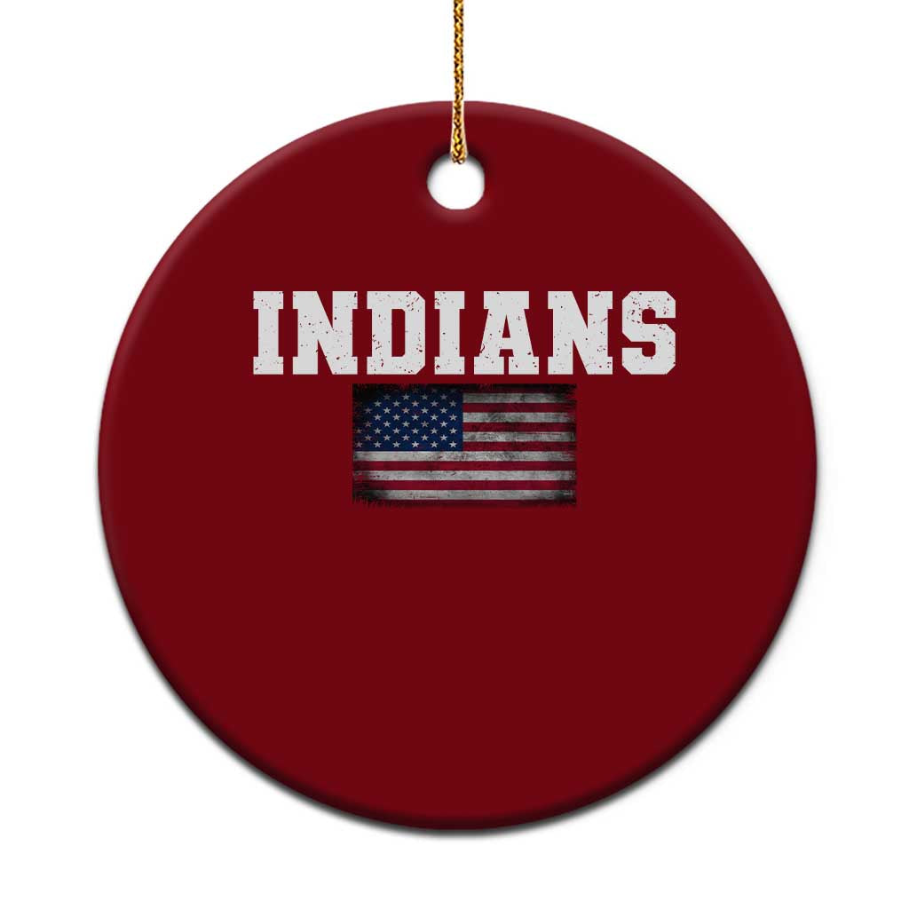 Classic Indians Ceramic Ornament Retro Varsity Vintage Sports Team Name USA Flag - Wonder Print Shop