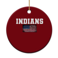 Classic Indians Ceramic Ornament Retro Varsity Vintage Sports Team Name USA Flag - Wonder Print Shop