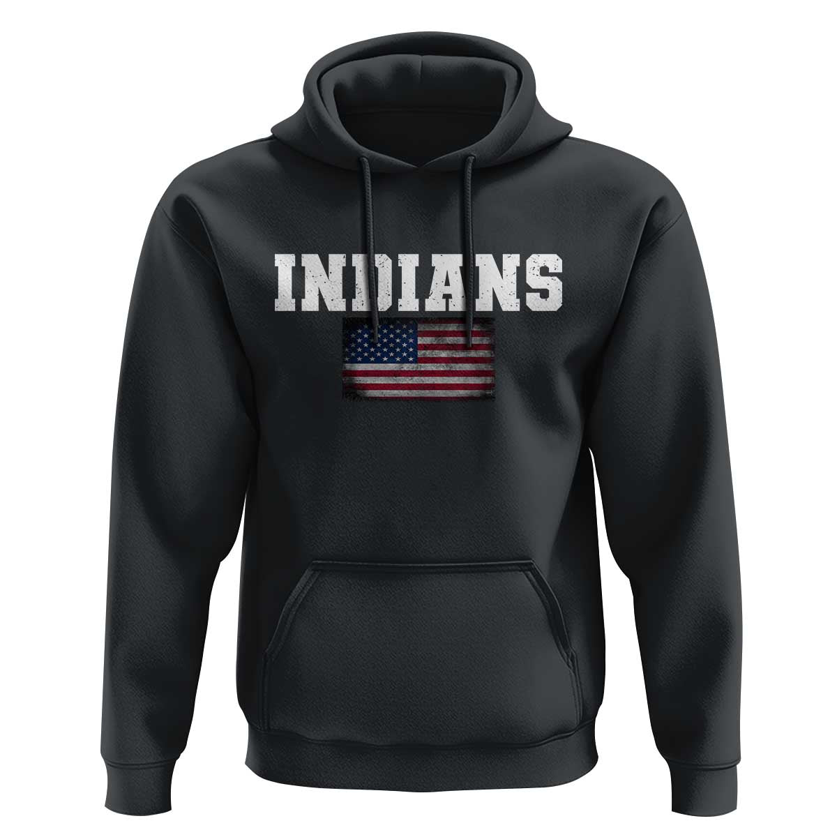 Classic Indians Hoodie Retro Varsity Vintage Sports Team Name USA Flag - Wonder Print Shop