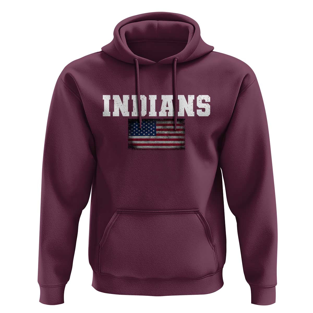 Classic Indians Hoodie Retro Varsity Vintage Sports Team Name USA Flag - Wonder Print Shop