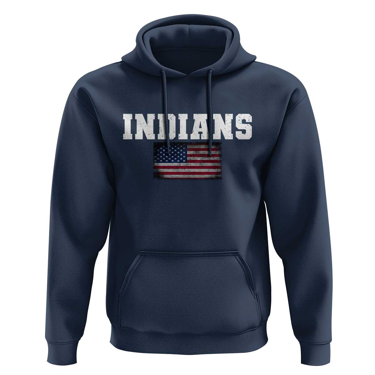 Classic Indians Hoodie Retro Varsity Vintage Sports Team Name USA Flag - Wonder Print Shop