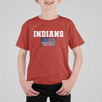 Classic Indians T Shirt For Kid Retro Varsity Vintage Sports Team Name USA Flag - Wonder Print Shop
