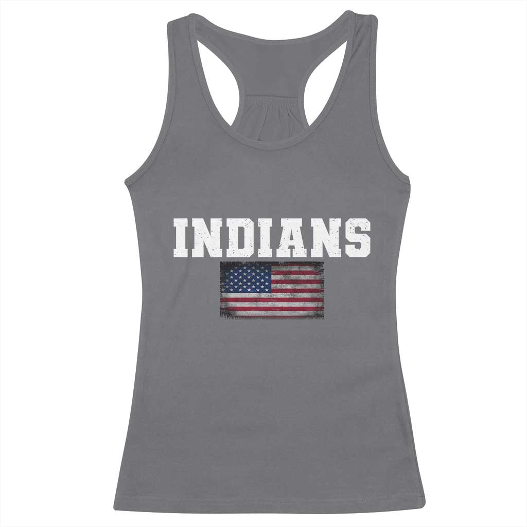 Classic Indians Racerback Tank Top Retro Varsity Vintage Team Name USA Flag - Wonder Print Shop