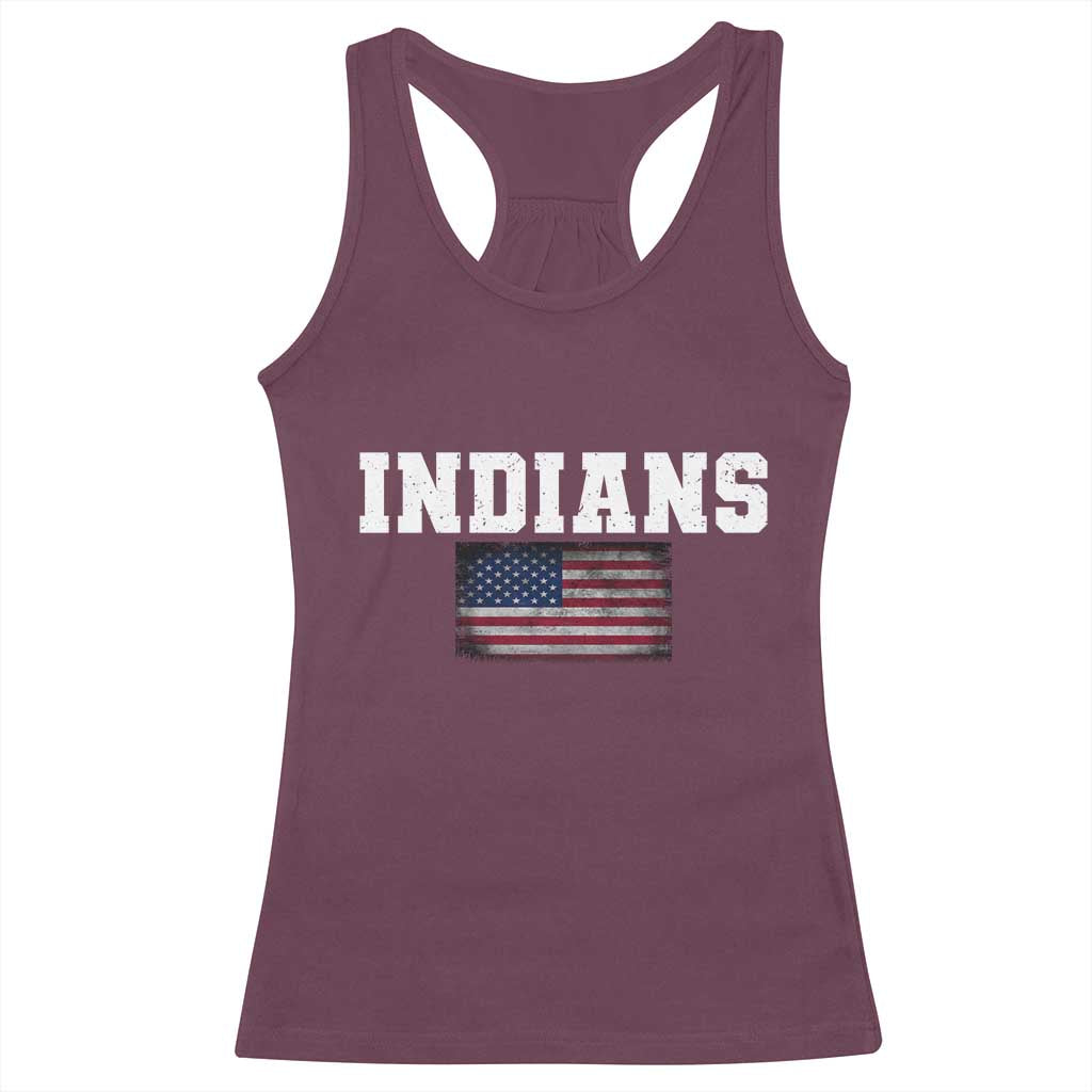 Classic Indians Racerback Tank Top Retro Varsity Vintage Team Name USA Flag - Wonder Print Shop