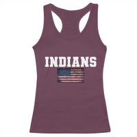 Classic Indians Racerback Tank Top Retro Varsity Vintage Team Name USA Flag - Wonder Print Shop