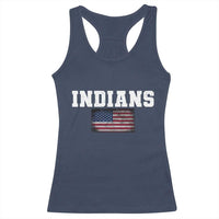 Classic Indians Racerback Tank Top Retro Varsity Vintage Team Name USA Flag - Wonder Print Shop