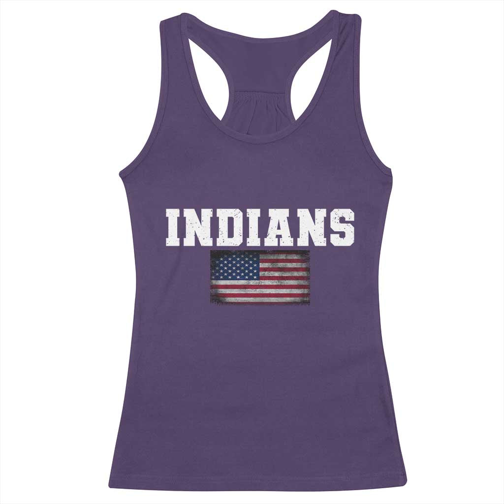 Classic Indians Racerback Tank Top Retro Varsity Vintage Team Name USA Flag - Wonder Print Shop